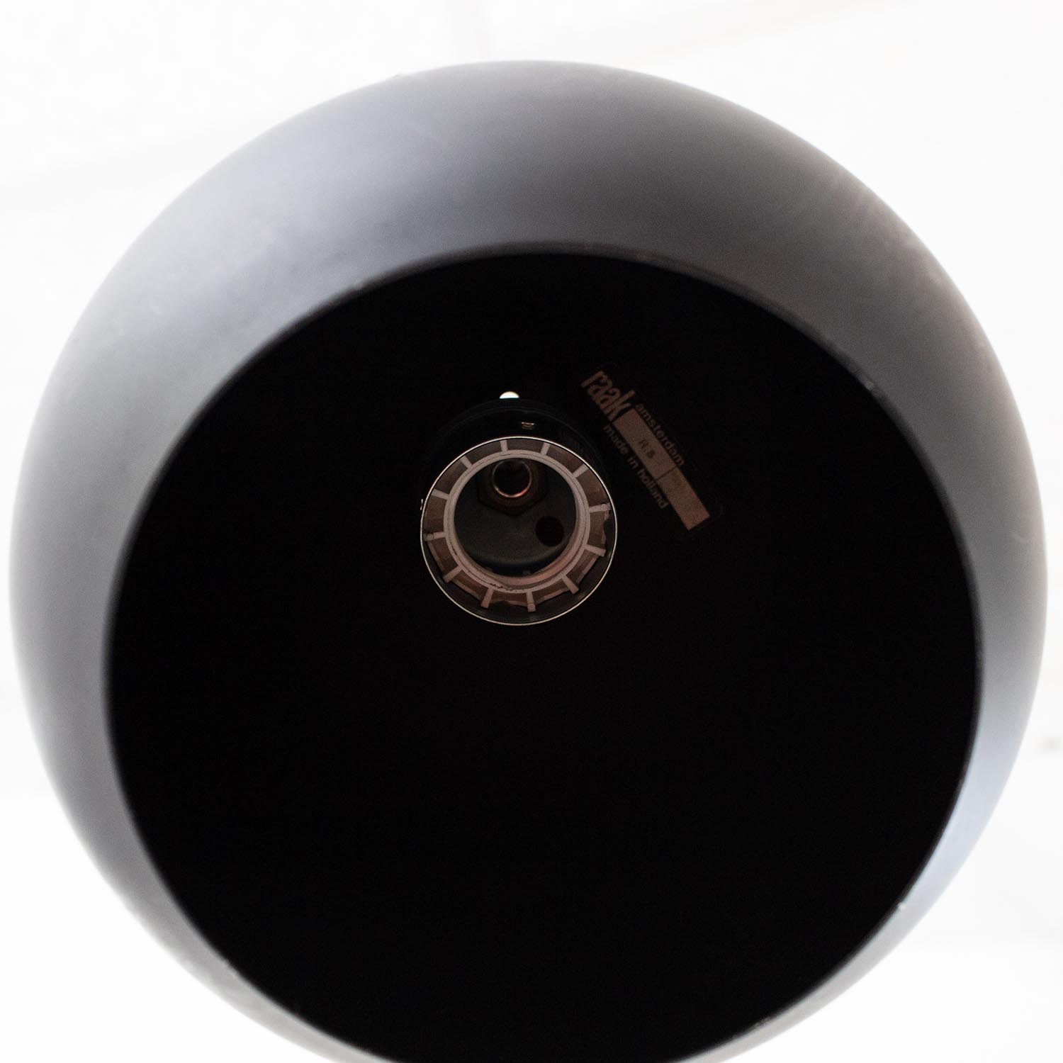 Vintage 70s "Bulb" Halbkugel Hängelampe "raak R.5" Metall schwarz matt ø 17 cm