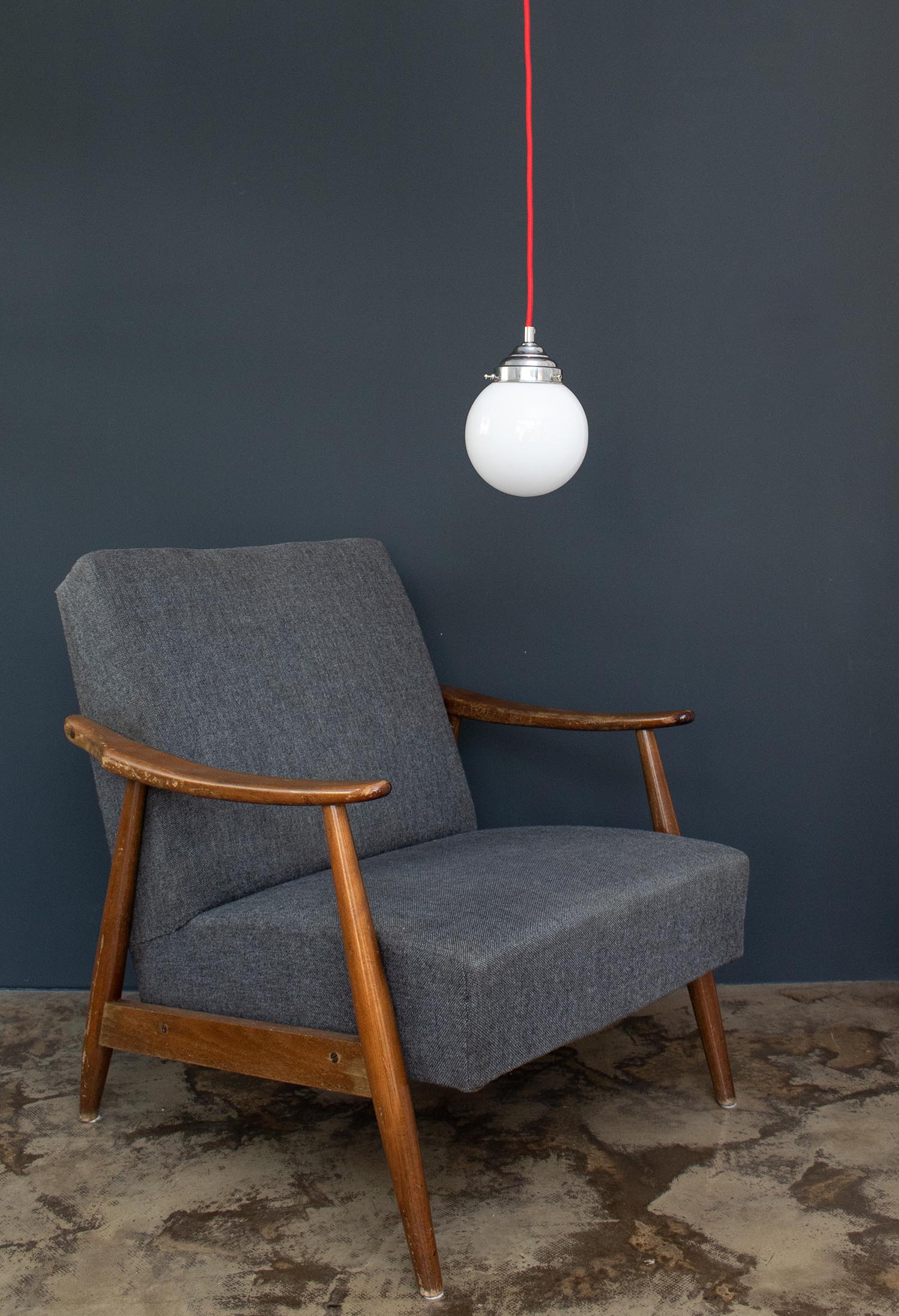 Vintage mini Kugel Hängelampe Opalglas Art-Déco Ø 14 cm