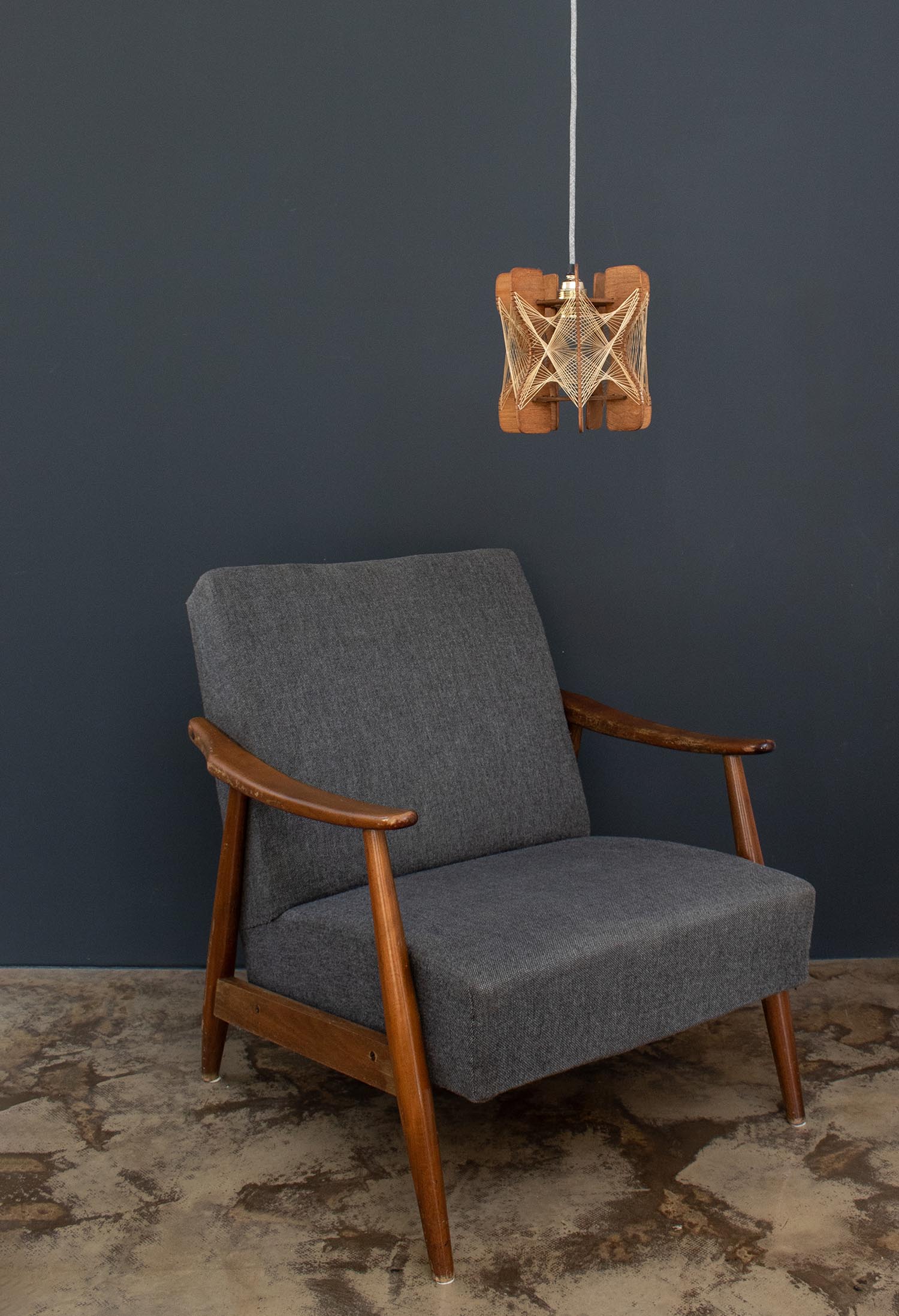 Vintage BOHO midcentury Fadenlampe aus Frankreich Ø 21 cm