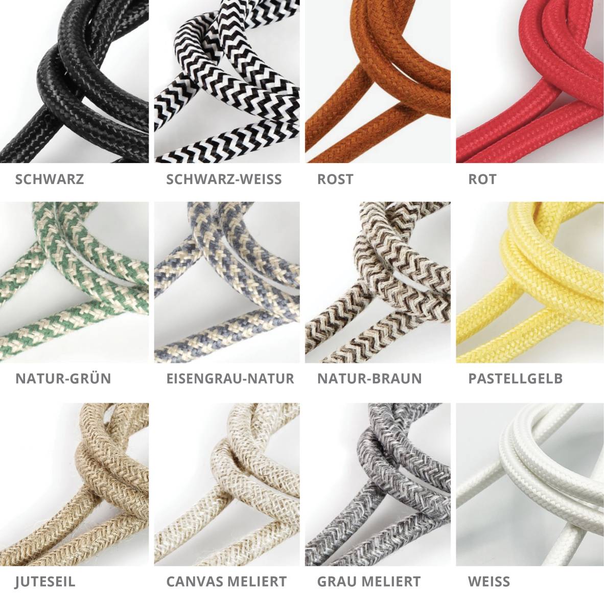 Textilkabel Stoffkabel 3-adrig textilummanteltes Stromkabel | Meterware