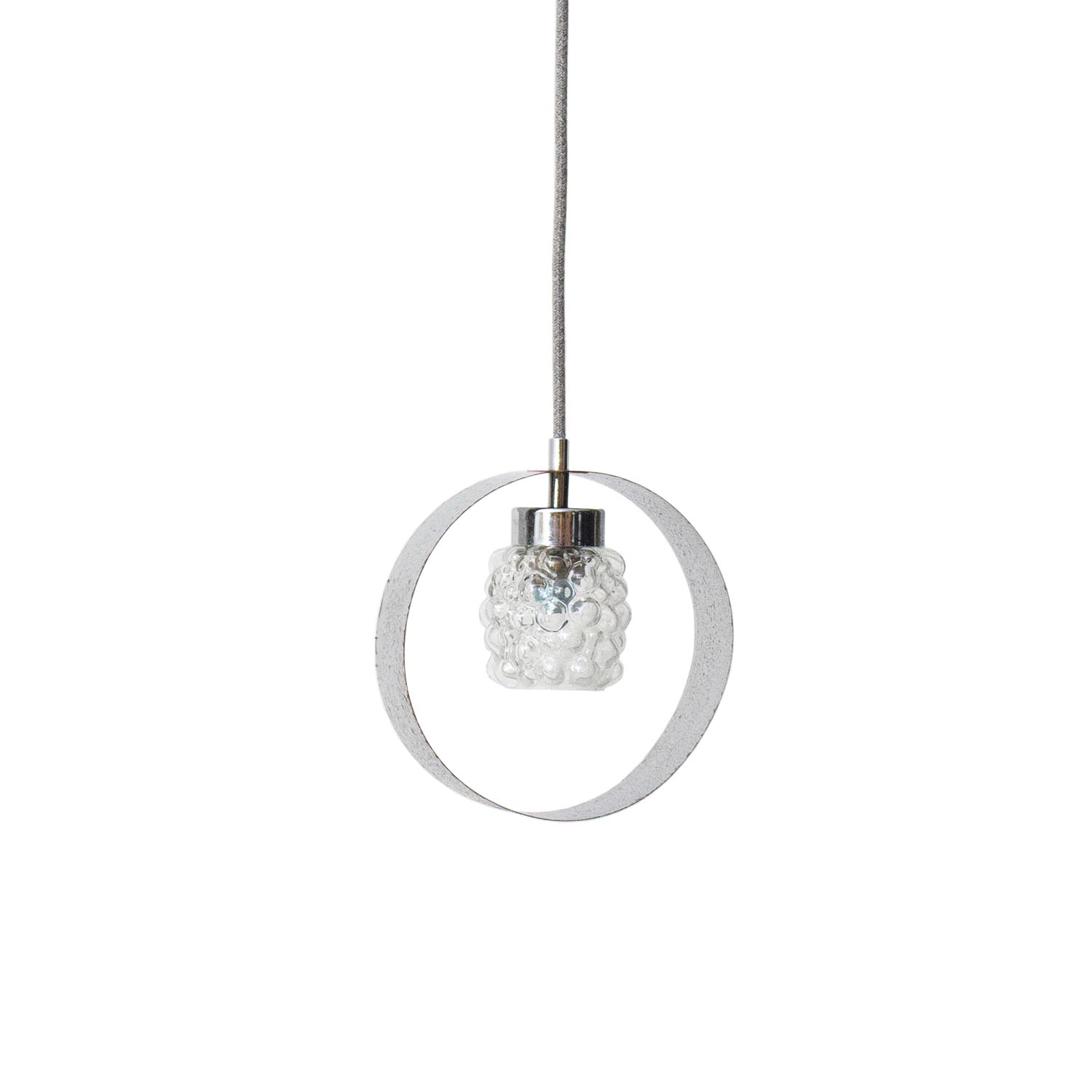 Vintage midcentury Glas Hängelampe Bubbles mit Chromring Ø 20 cm