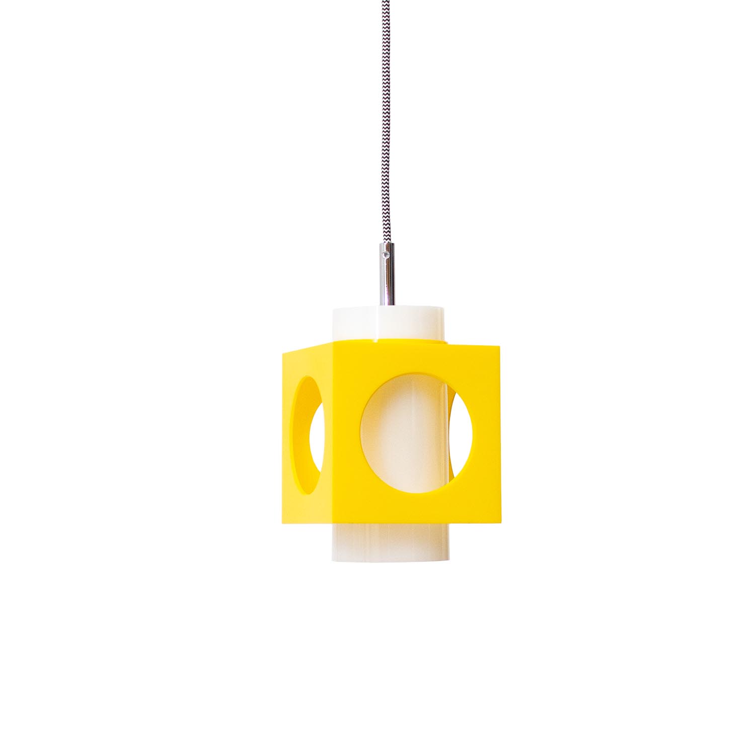 Vintage gelbe midcentury quader Hängelampe Spaceage Ø 14 cm