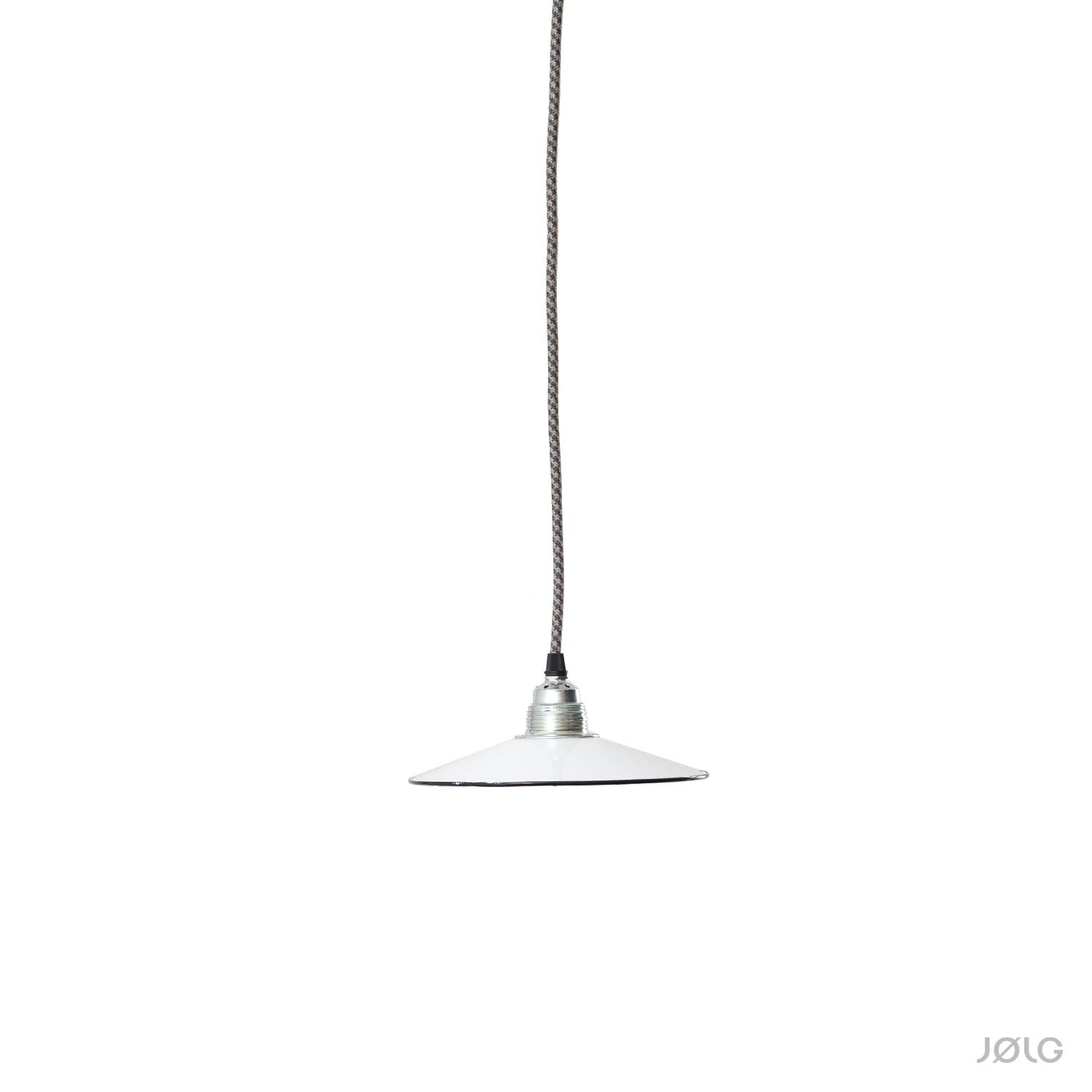 Kleine flache weiße Landhaus Emaille Hängelampe Ø 20 cm